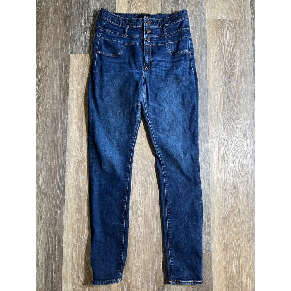 Refuge Skinny Jeans Women‎ 10 Blue Fair High Rise Triple Button Distressed